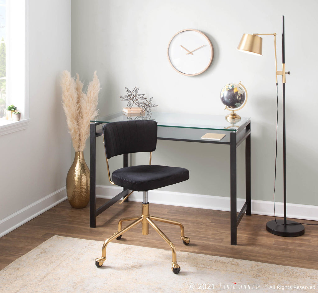 Metric Floor Lamp - Black Metal, Antique Brass