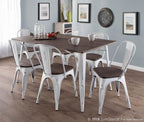 Oregon Dining Chair - Set of 2 - Vintage White Metal, Espresso Bamboo