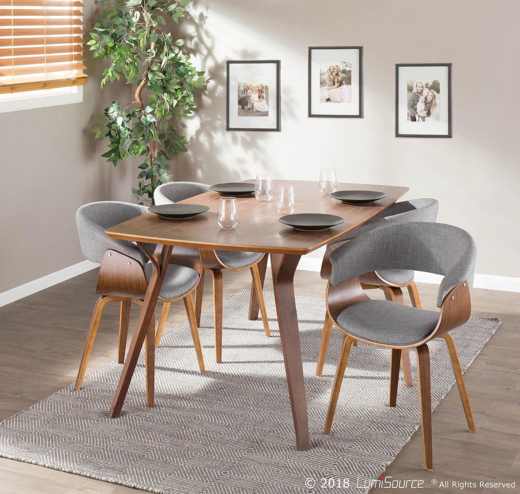 Vintage Mod Chair - Set of 2 - Walnut Wood, Light Grey Fabric