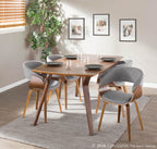 Vintage Mod Chair - Set of 2 - Walnut Wood, Light Grey Fabric