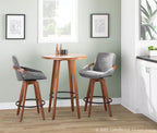 Cosmo 26" Fixed-Height Counter Stool - Walnut Bamboo, Grey Noise Fabric, Black Metal