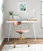 Harvey Desk - White Steel, White Wood, Natural Wood