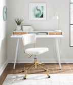Harvey Desk - White Steel, White Wood, Natural Wood