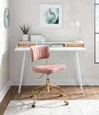 Tania Task Chair - Gold Metal, Pink Velvet