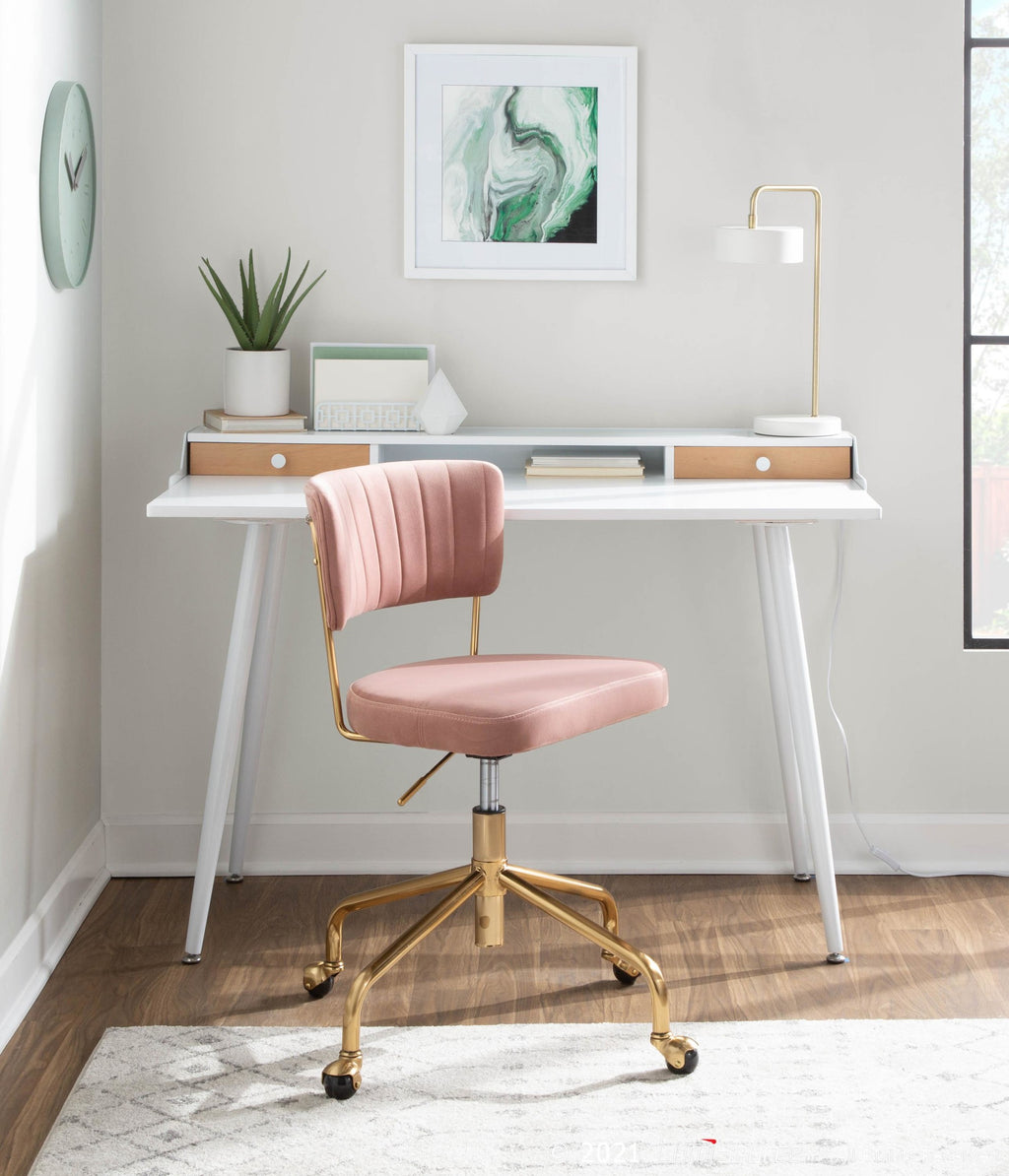 Harvey Desk - White Steel, White Wood, Natural Wood