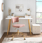 Tania Task Chair - Gold Metal, Pink Velvet