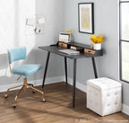 Tania Task Chair - Gold Metal, Light Blue Velvet