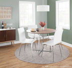 Mason Upholstered Chair - Set of 2 - Brushed Stainless Steel, White PU