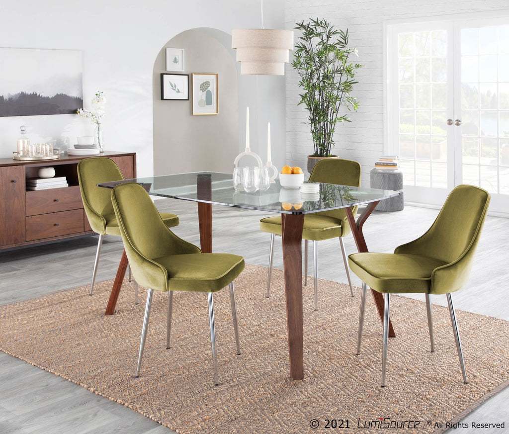 Folia Dining Table - Walnut Wood, Clear Glass