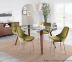 Folia Dining Table - Walnut Wood, Clear Glass