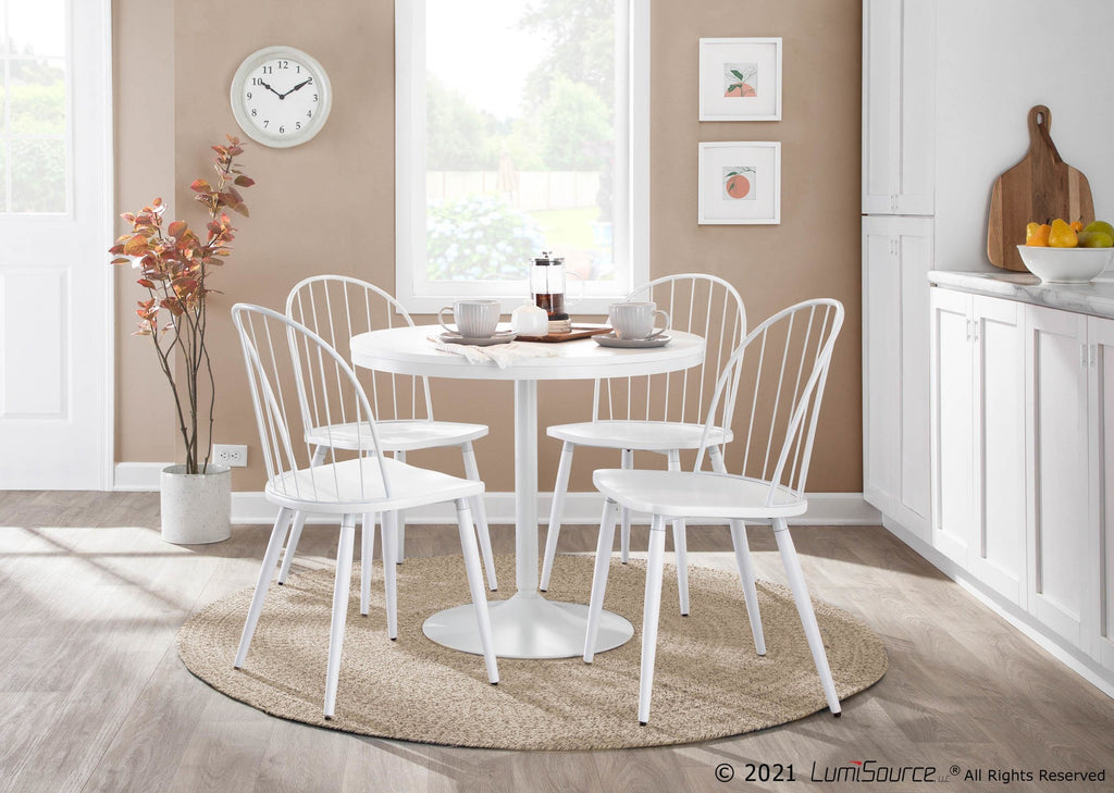 Dakota Dining Table - White Steel, White Wood