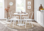 Dakota Dining Table - White Steel, White Wood