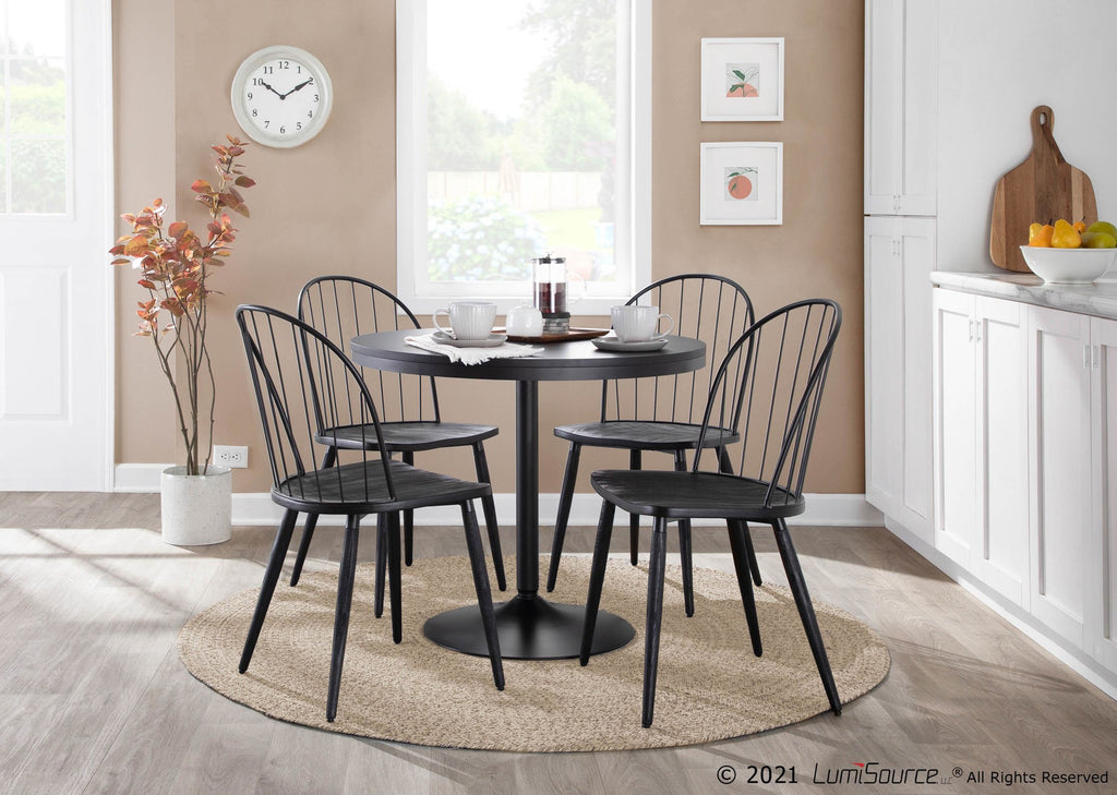 Dakota Dining Table - Black Steel, Black Wood