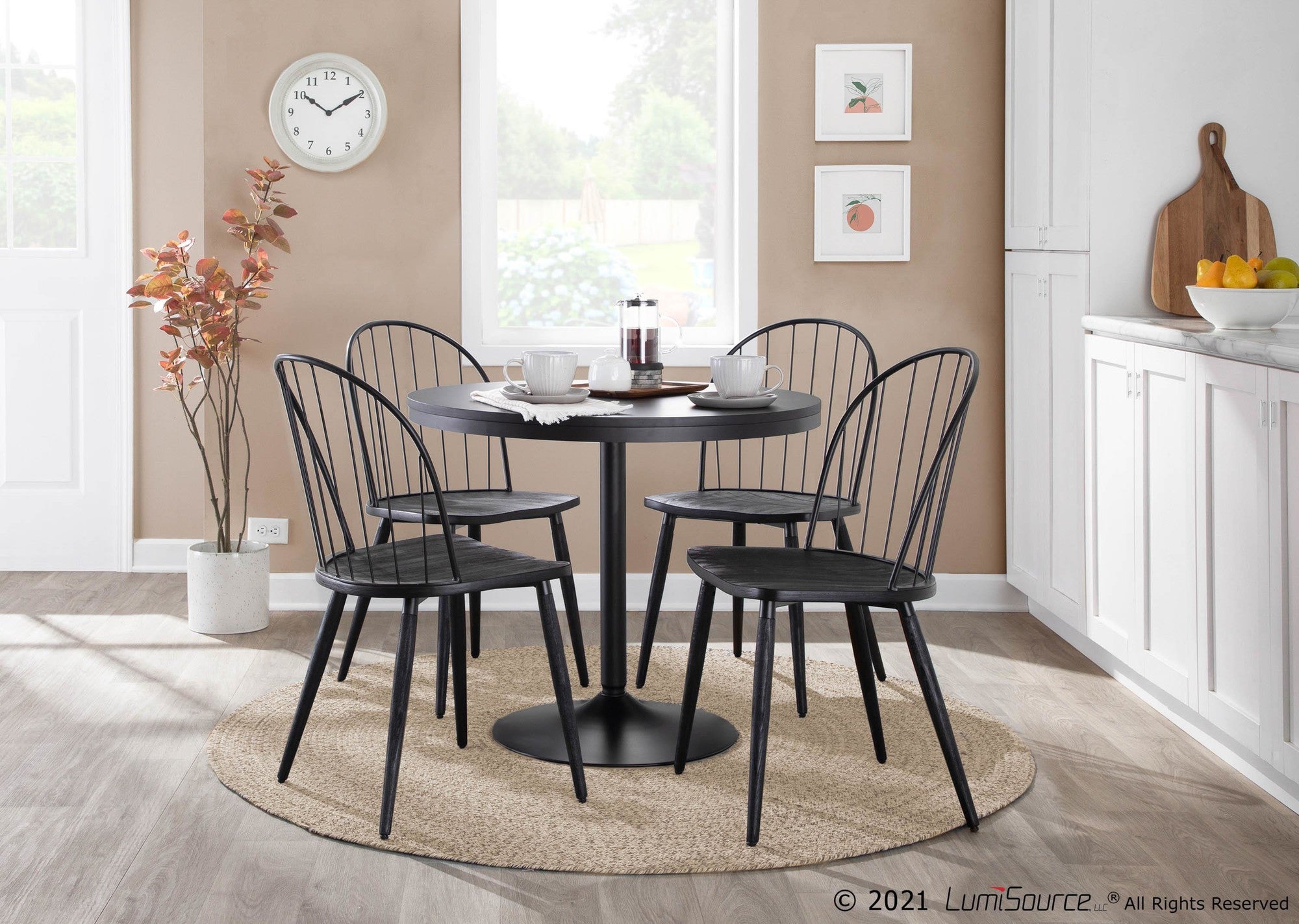 Dakota Dining Table - Black Steel, Black Wood