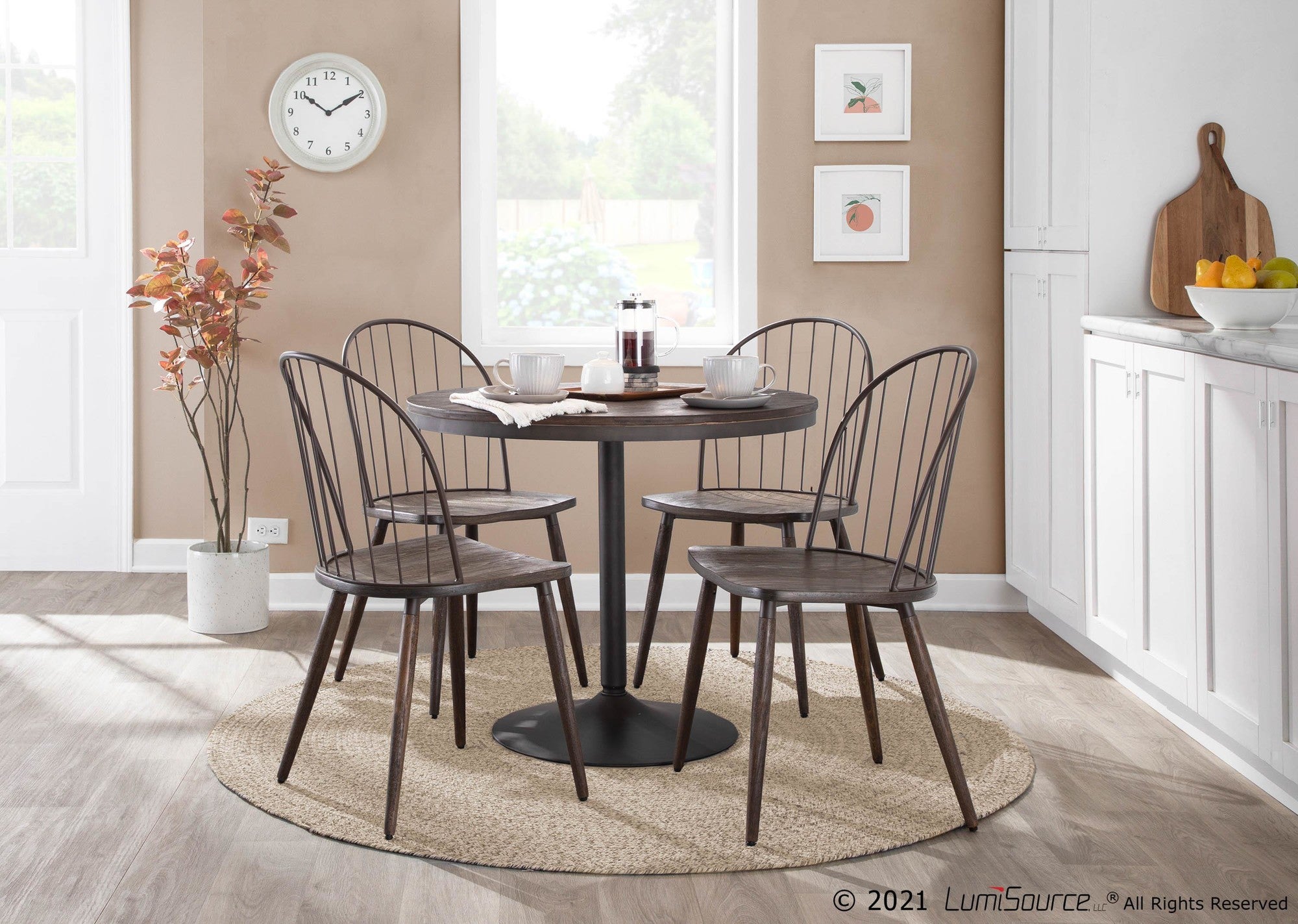 Dakota Dining Table - Antique Metal, Espresso Bamboo