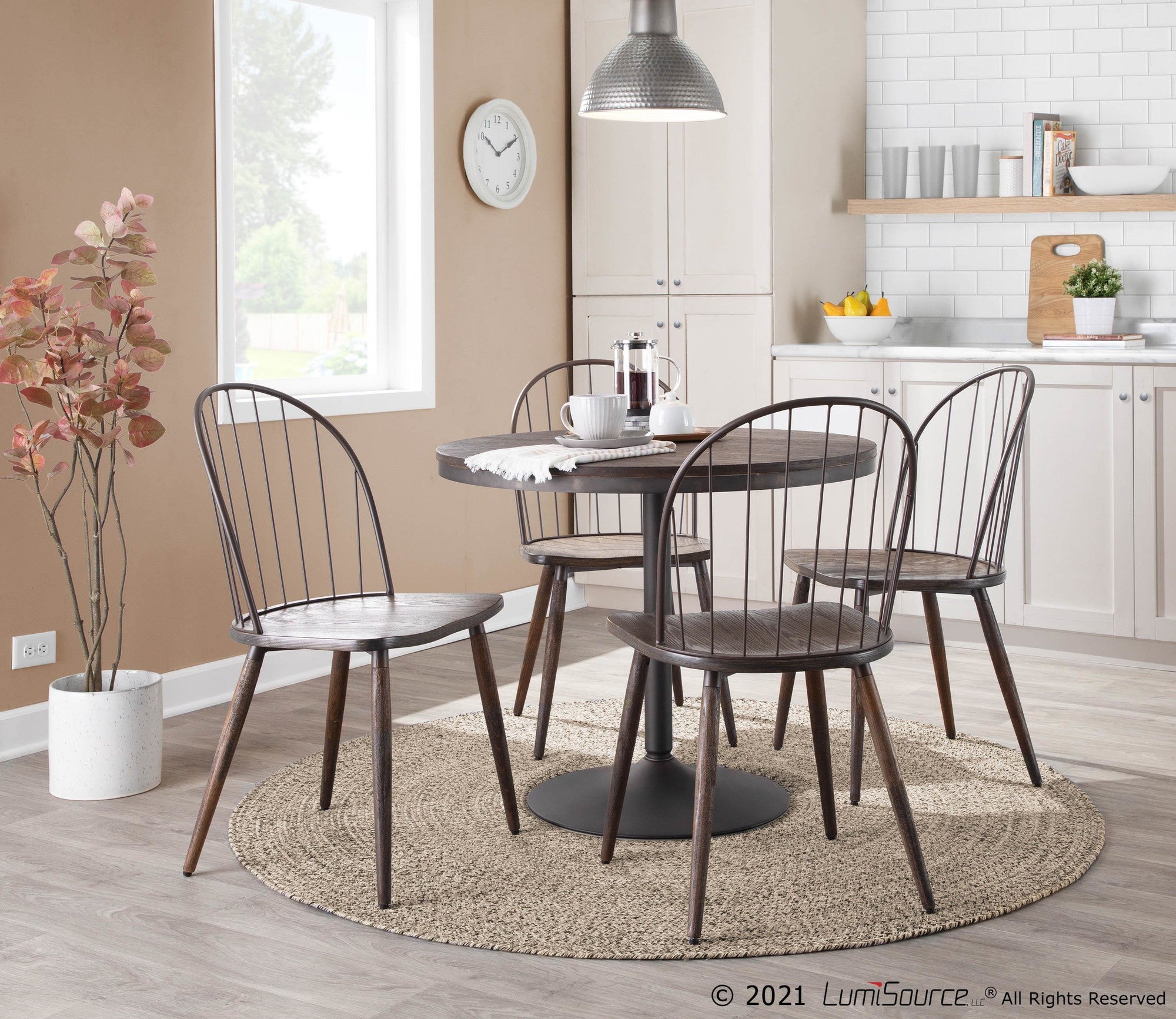 Dakota Dining Table - Antique Metal, Espresso Bamboo
