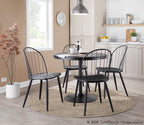 Riley High Back Chair - Set of 2 - Black Metal, Black Wood