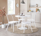 Dakota Dining Table - White Steel, White Wood