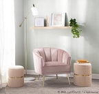 Tania Accent Chair - Gold Metal, Blush Velvet