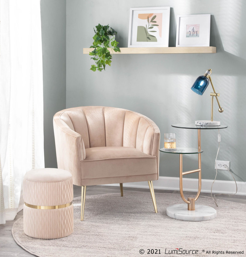 Tania Accent Chair - Gold Metal, Champagne Velvet