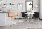 Mason Upholstered Chair - Set of 2 - Brushed Stainless Steel, Black PU