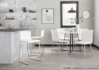 Mason Upholstered Chair - Set of 2 - Brushed Stainless Steel, White PU