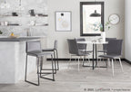 Mason Upholstered Chair - Set of 2 - Brushed Stainless Steel, Grey PU