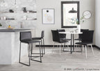 Mara 26" Fixed-Height Counter Stool - Set of 2 - Black Metal, Black PU