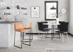 Mason Upholstered Chair - Set of 2 - Brushed Stainless Steel, Black PU