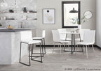 Mason Upholstered Chair - Set of 2 - Brushed Stainless Steel, White PU