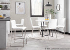 Mason Upholstered Chair - Set of 2 - Brushed Stainless Steel, White PU