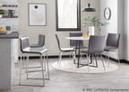 Mason Upholstered Chair - Set of 2 - Brushed Stainless Steel, Grey PU