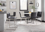 Mara 26" Fixed-Height Counter Stool - Set of 2 - Stainless Steel, Black PU