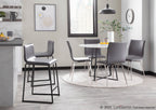 Mara 26" Fixed-Height Counter Stool - Set of 2 - Black Metal, Grey PU