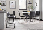 Mara 26" Fixed-Height Counter Stool - Set of 2 - Black Metal, Black PU