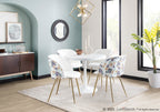 Dakota Dining Table - White Steel, White Wood