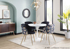 Dakota Dining Table - White Steel, White Wood