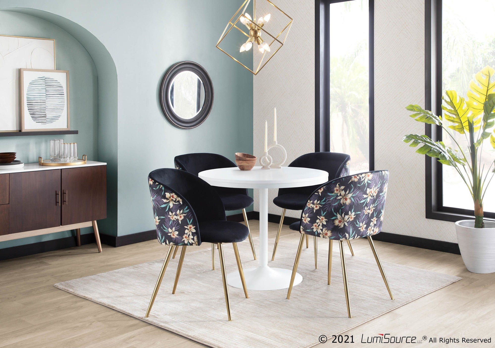 Dakota Dining Table - White Steel, White Wood