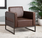 Drift Lounge Chair - Antique Metal, Espresso Wood, Brown PU