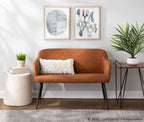 Daniella High Back Bench - Black Steel, Camel PU