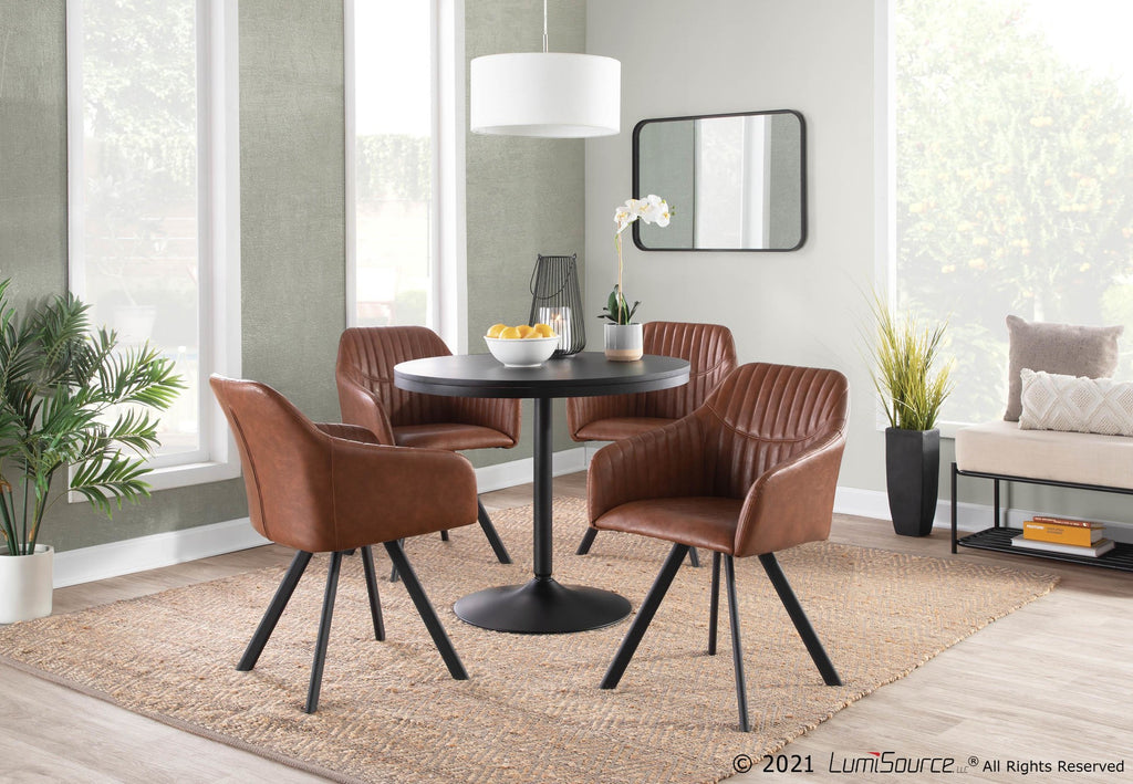 Dakota Dining Table - Black Steel, Black Wood