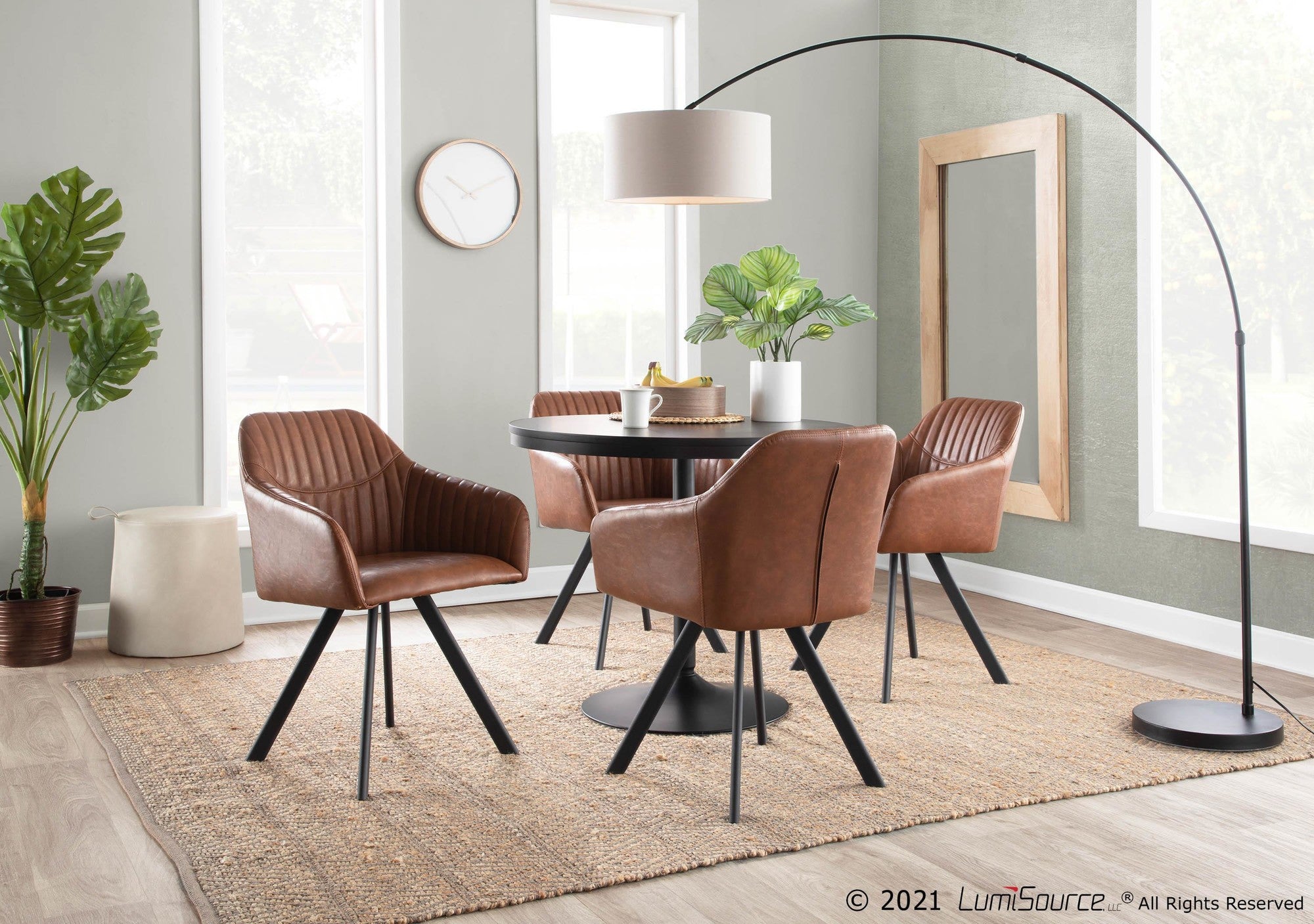 Dakota Dining Table - Black Steel, Black Wood