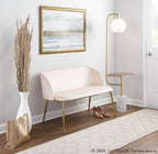 Symbol Floor Lamp With Side Table - White Marble, Gold Metal, White Shade