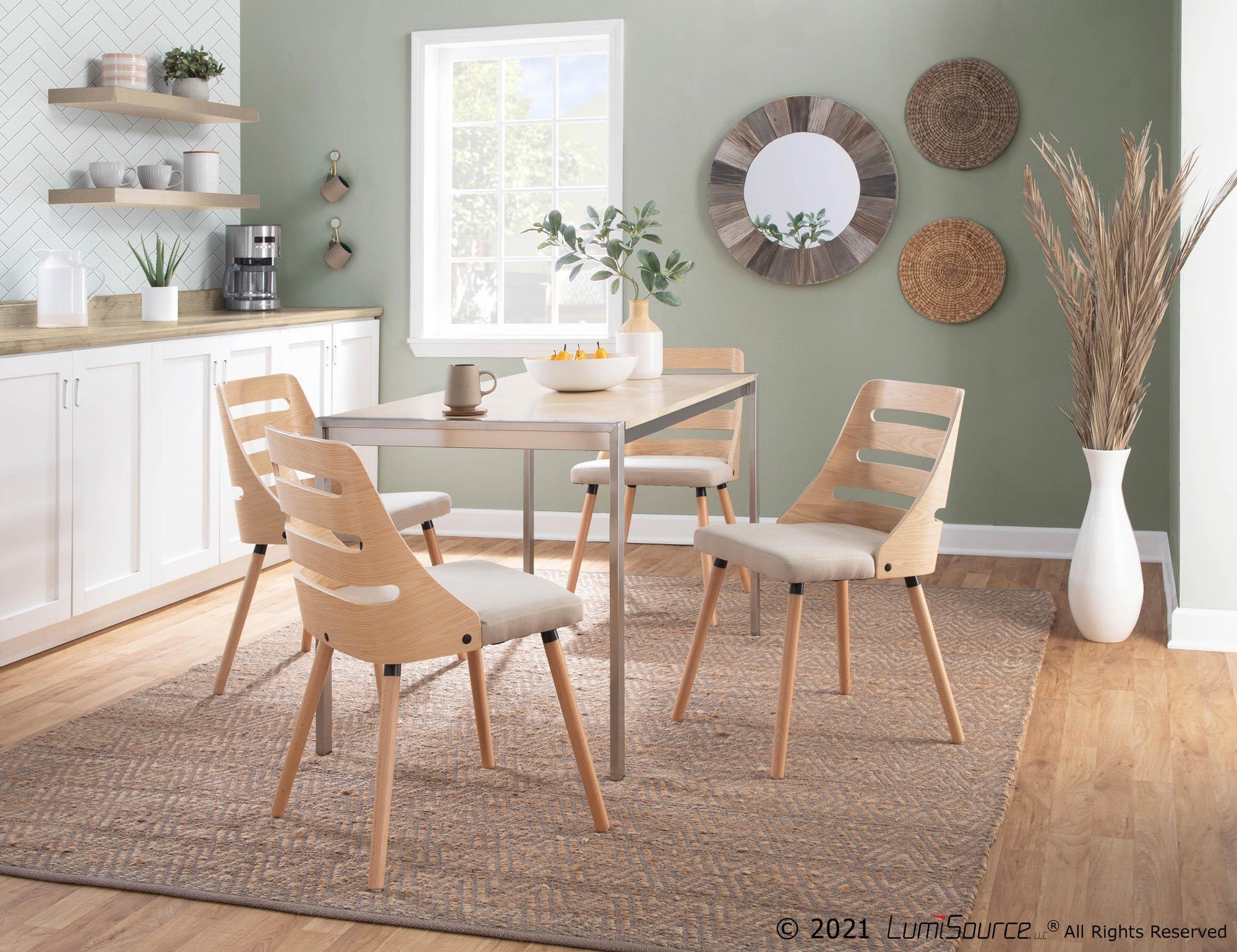 Trevi Chair - Natural Wood, Cream Fabric