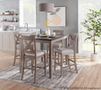 Harper Counter Set - Grey Wood, Espresso Wood, Grey Fabric
