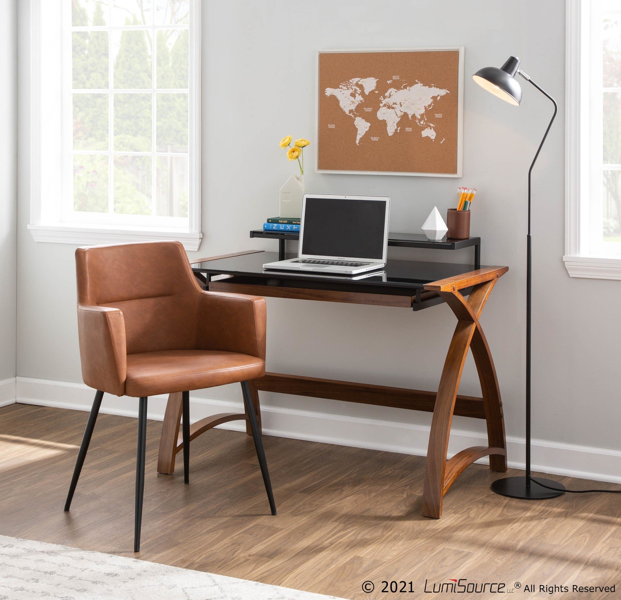 Andrew Chair - Set of 2 - Black Steel, Camel PU
