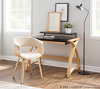 Bentley Office Desk - Natural Wood, Black Glass