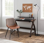 Outlaw Two-tone Chair - Set of 2 - Black Metal, Espresso PU, Brown Fabric