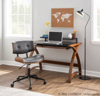 Lombardi Office Chair - Black Metal, Walnut Wood, Grey PU