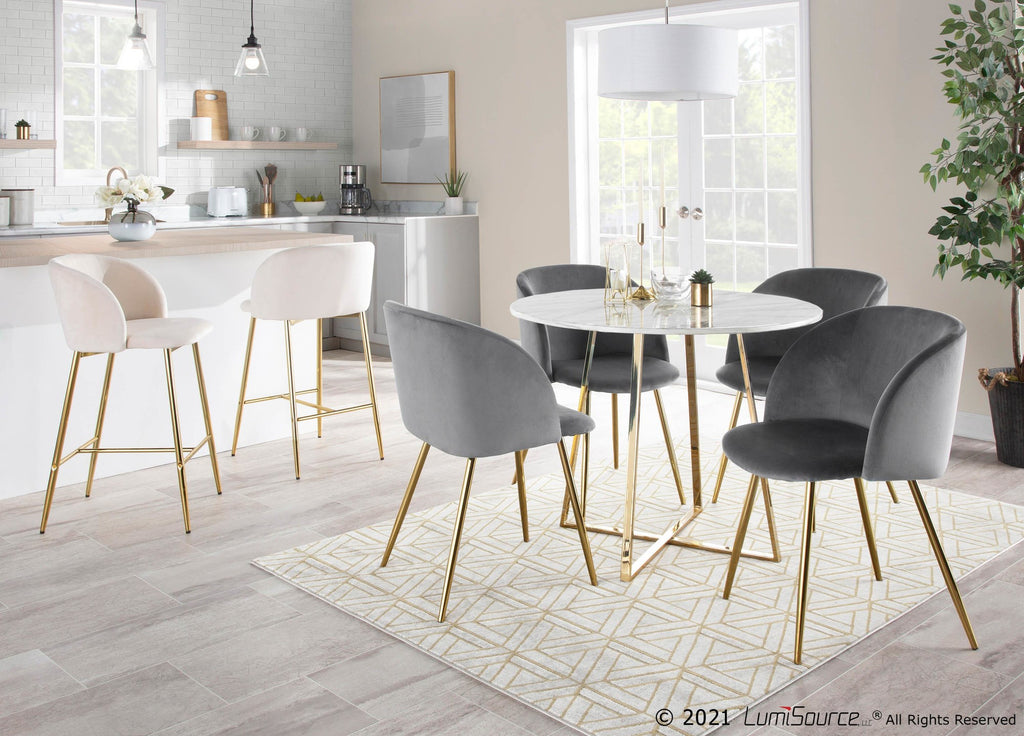 Cosmo Dining Table - Gold Metal, White Marble